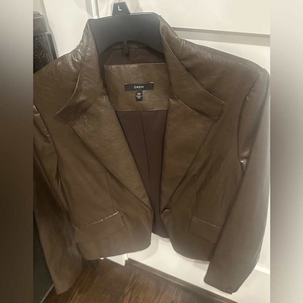 Faux leather blazer